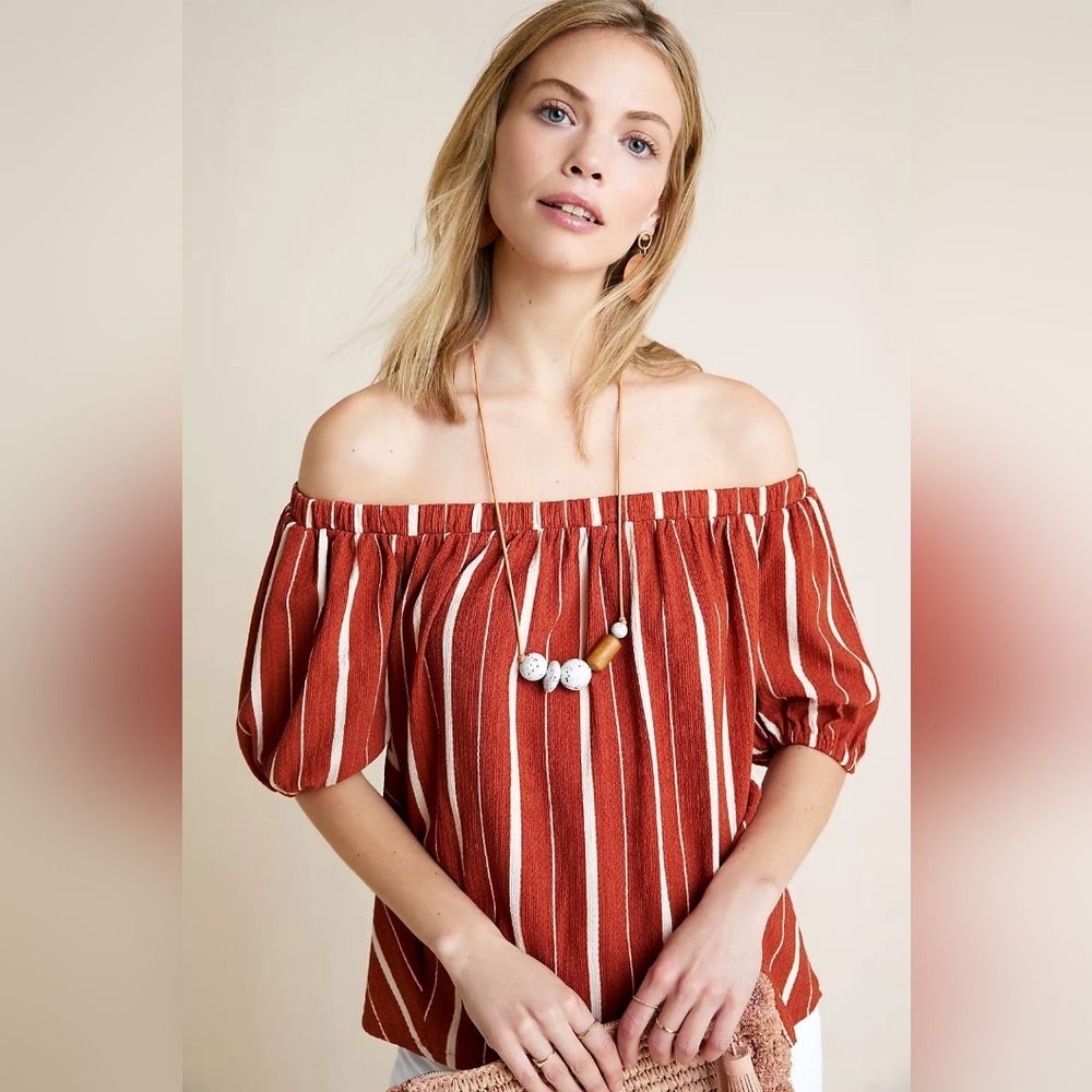 Anthropologie Elodie‎ Off-The-Shoulder Top Terracotta